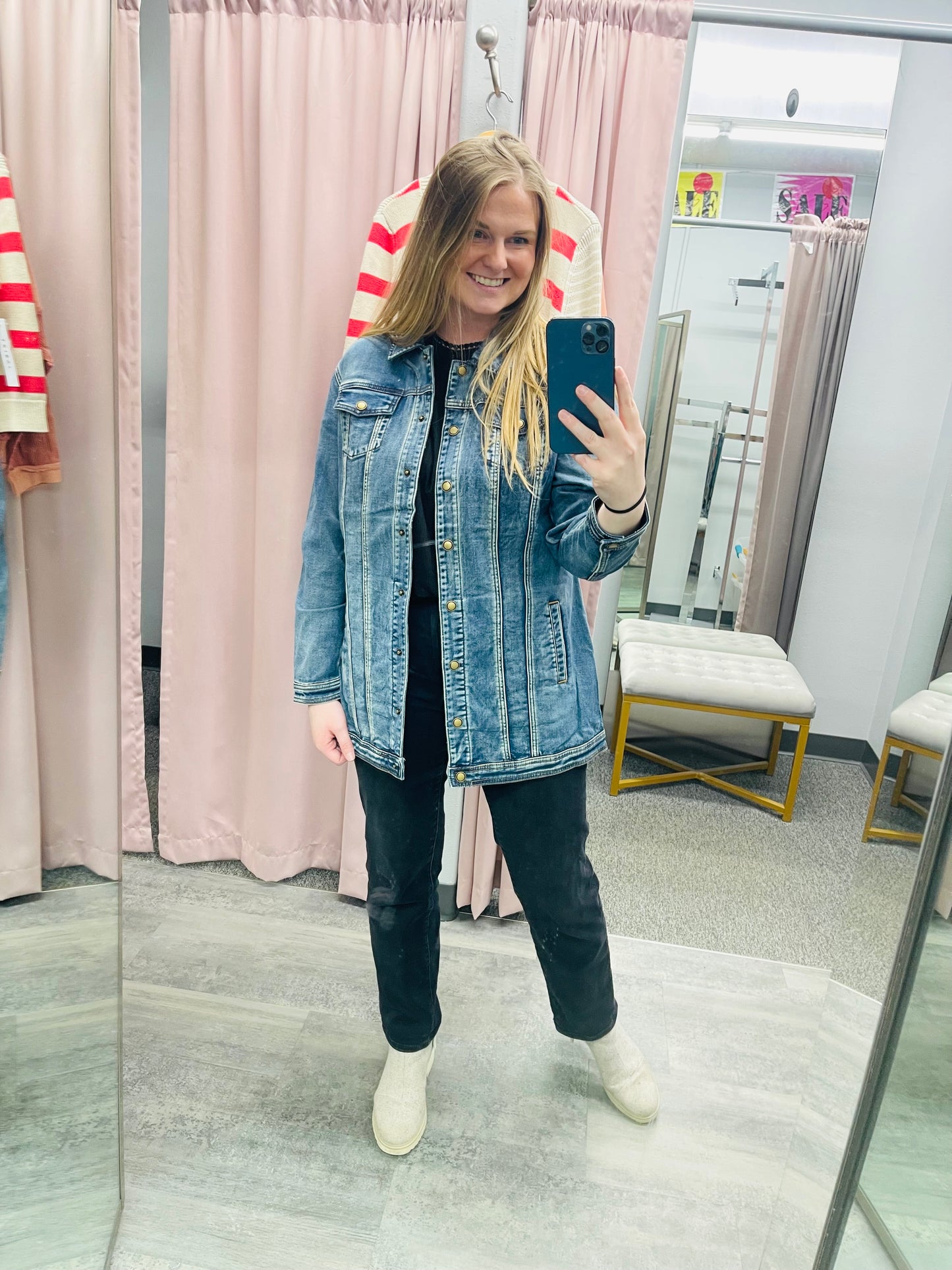 TRIBAL: MED WASH DENIM JACKET