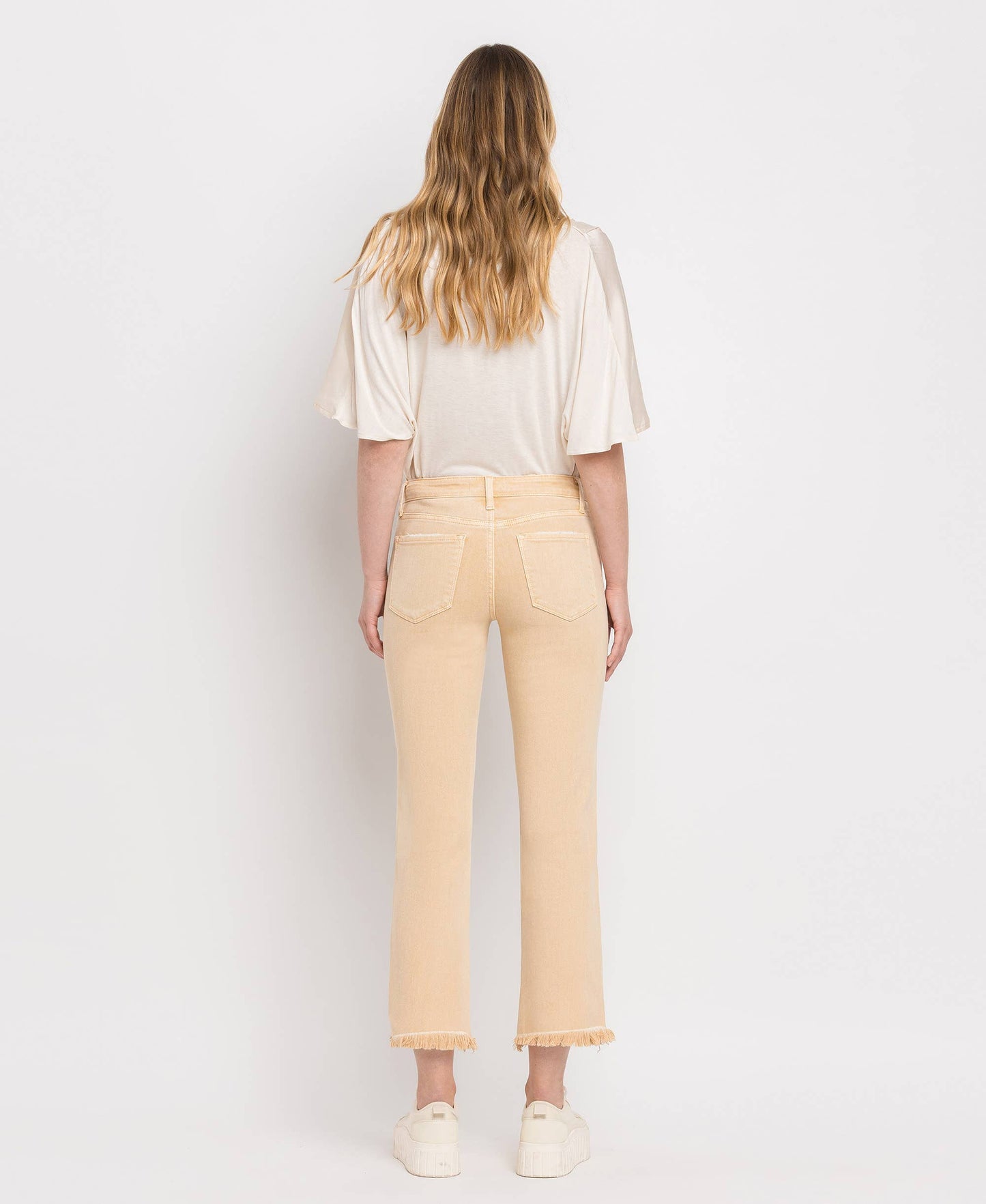 MID RISE STRAIGHT JEANS: SUN BEIGE