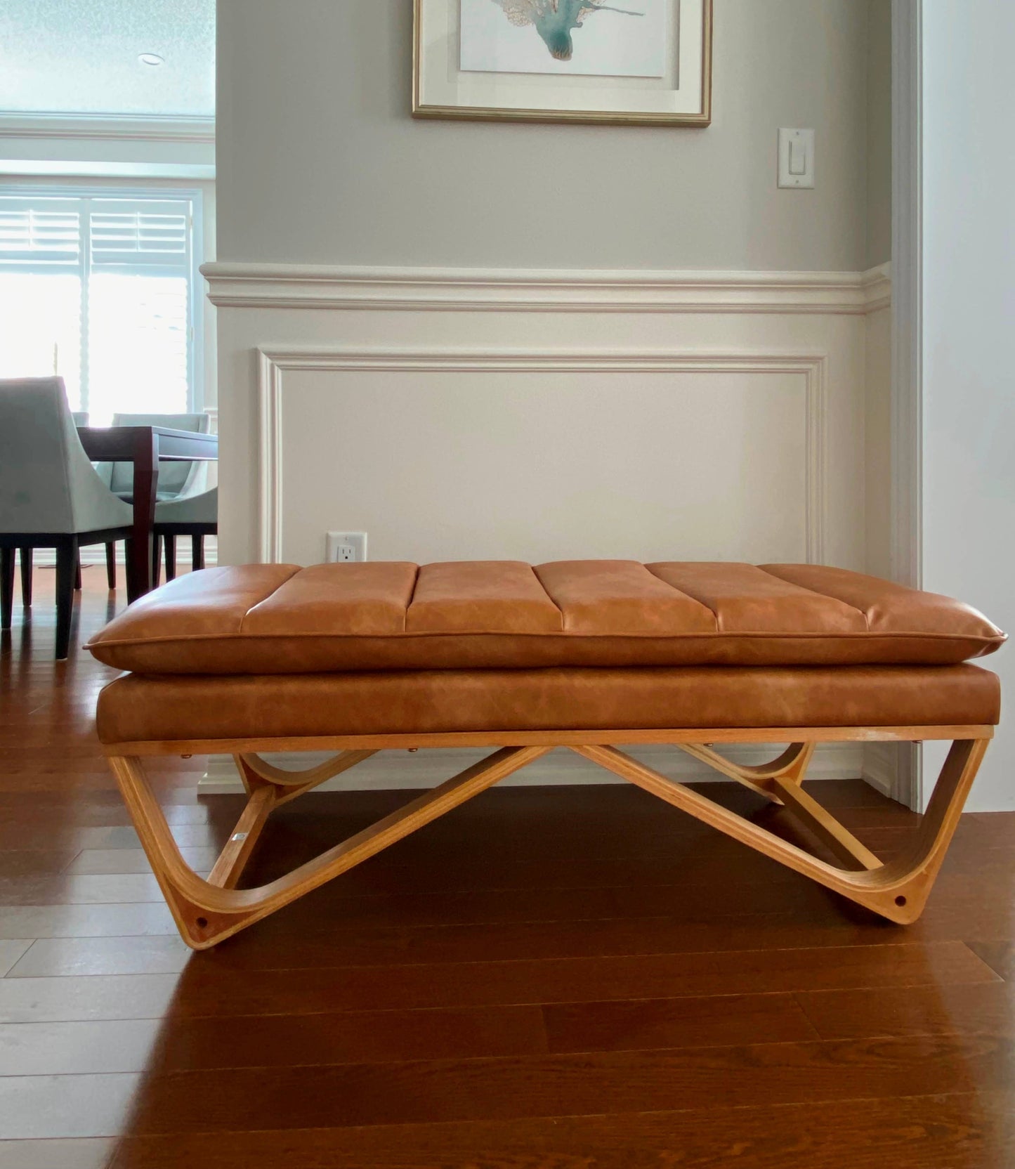 Distressed PU Pillow Cushion Top 48" Hendrehaim Bench
