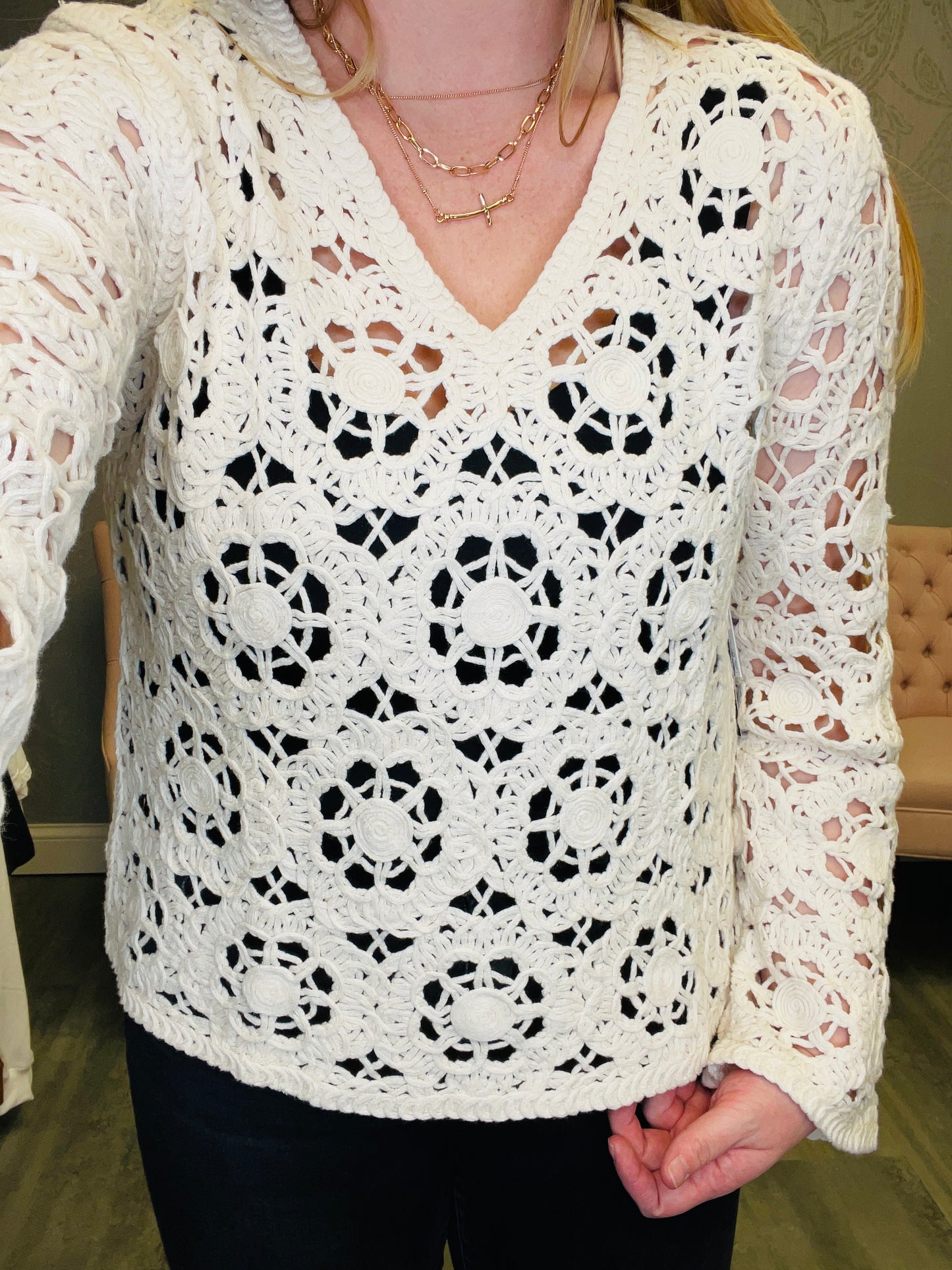 TRIBAL: CROCHET V-NECK