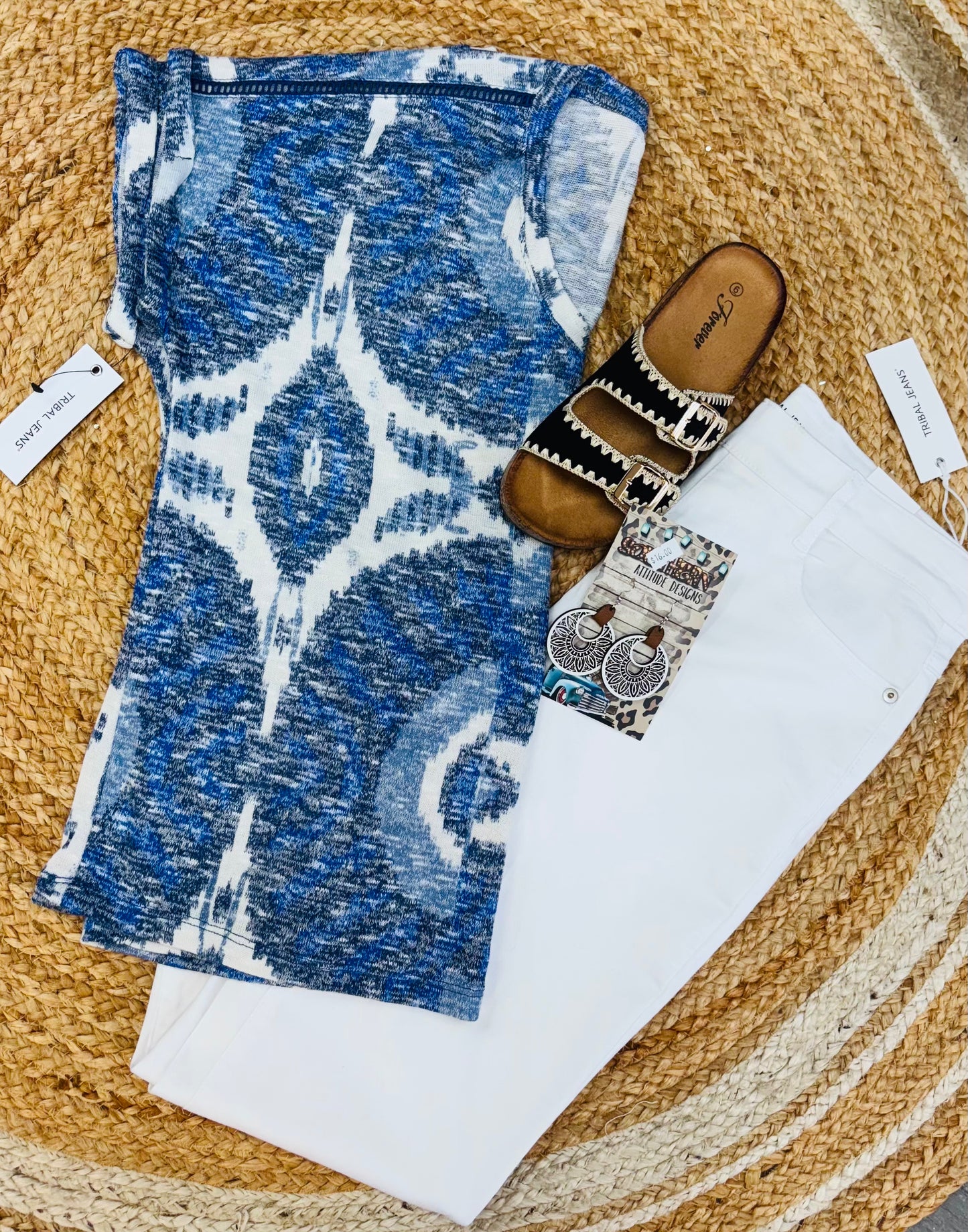 TRIBAL: FRILL SLEEVE BLOUSE