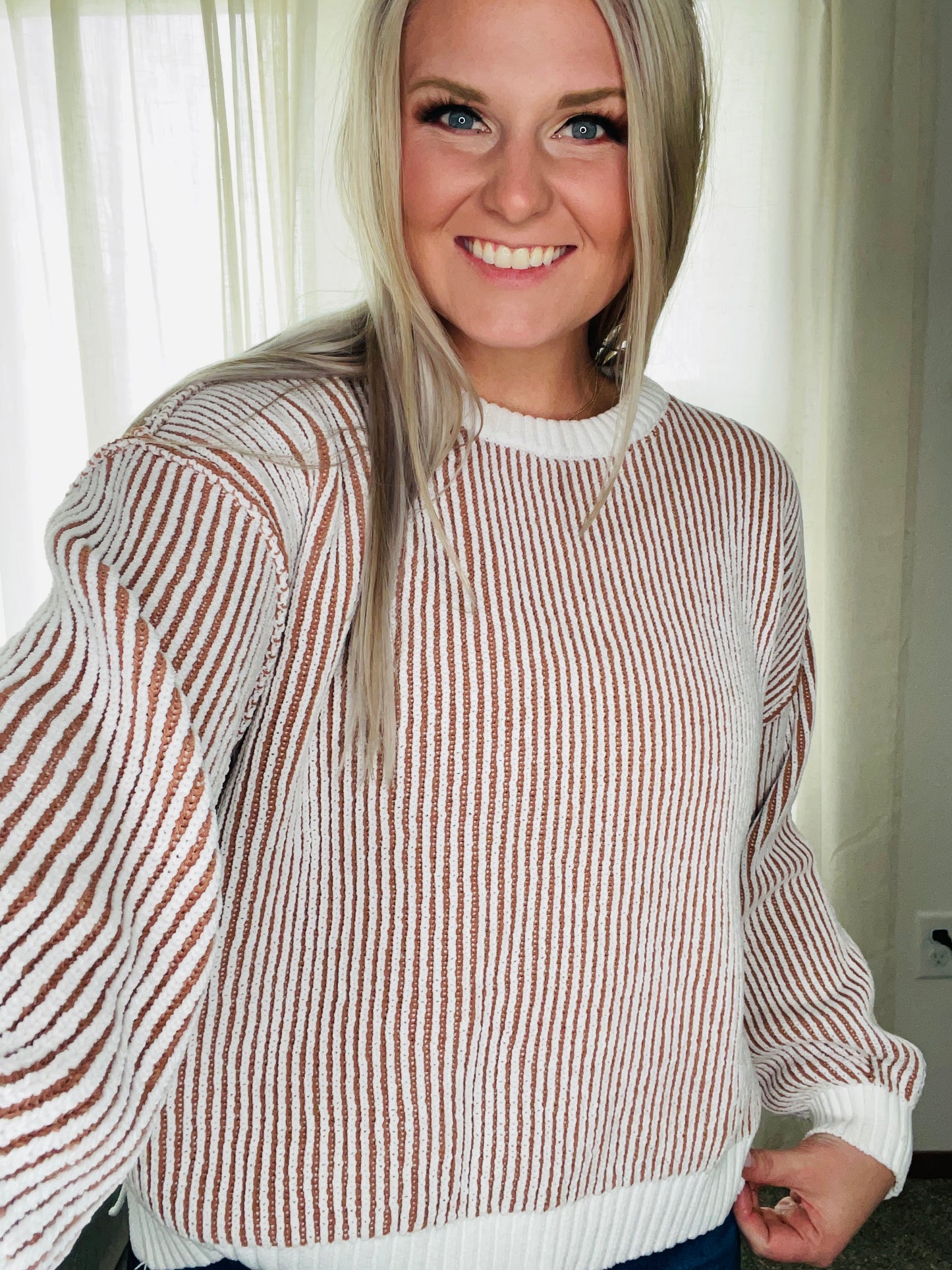TRIBAL: Crew NK Sweater W/Side Slits