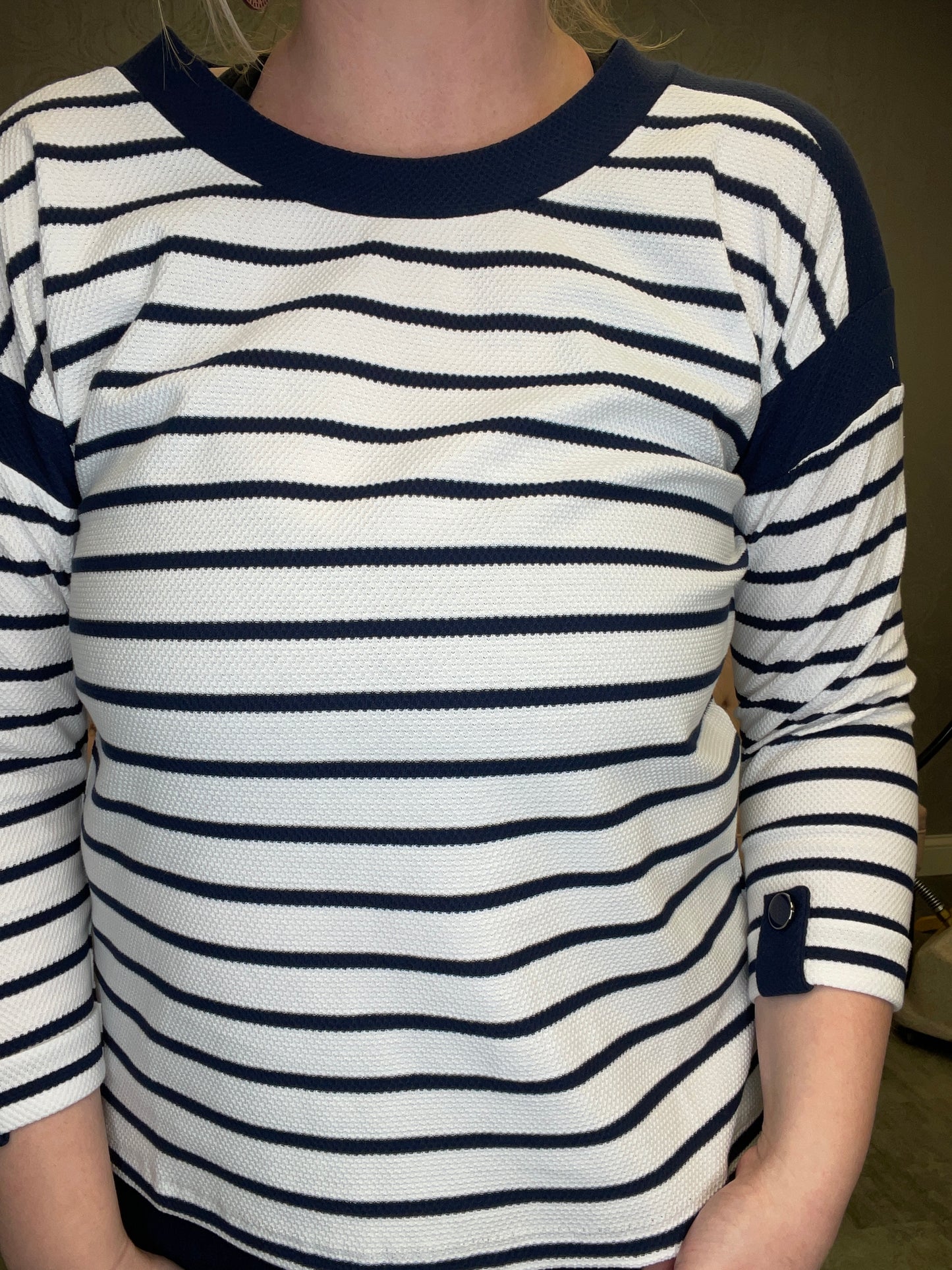 TRIBAL: BOAT NECK TOP IN JET BLUE