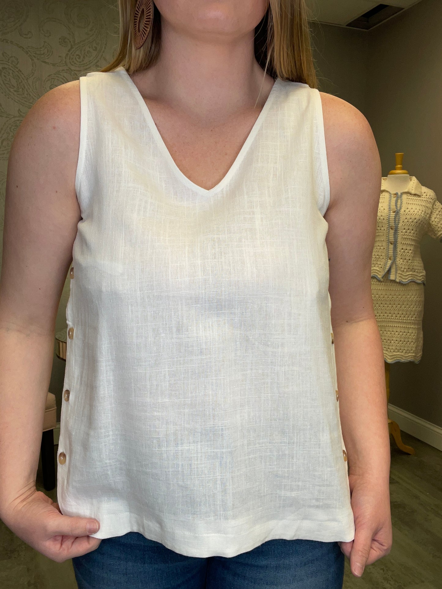 V-NECK TOP WITH SIDE BUTTONS