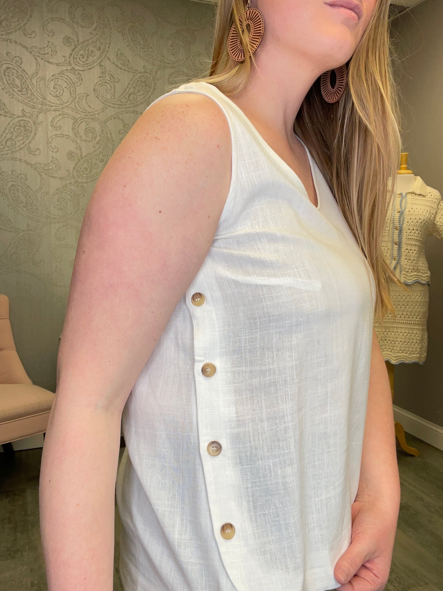 V-NECK TOP WITH SIDE BUTTONS