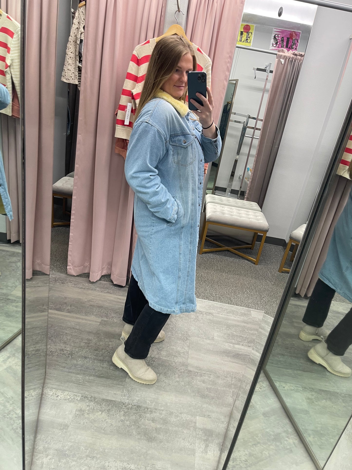 MAKING A STATEMENT LONG DENIM COAT