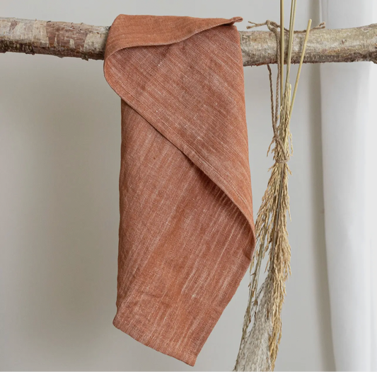 Flynn Linen Towel in Rust