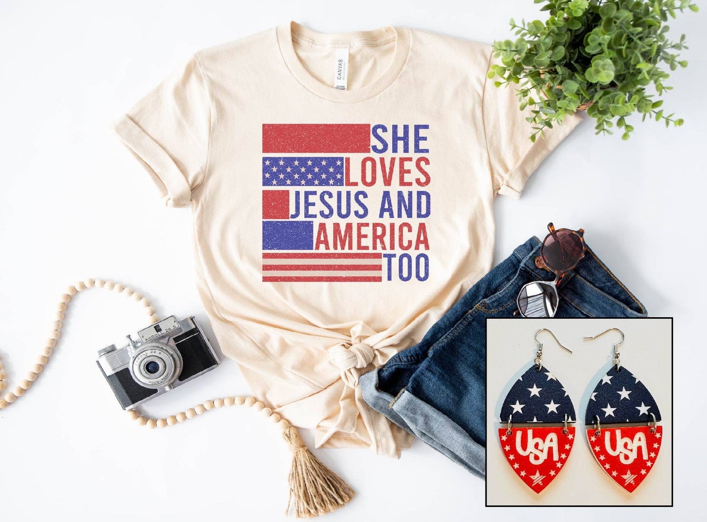 Loves Jesus & America Patriotic Tee: 2XL