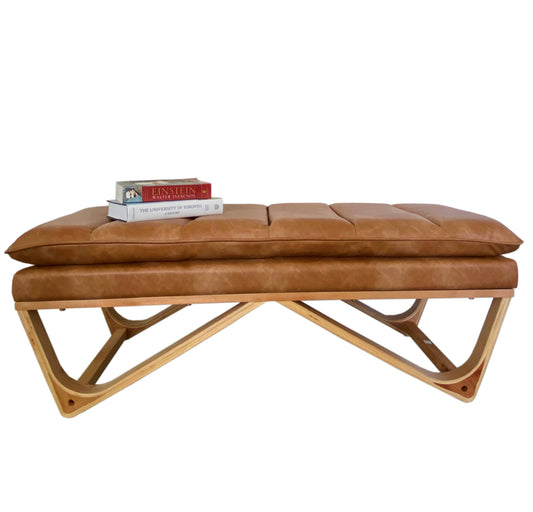 Distressed PU Pillow Cushion Top 48" Hendrehaim Bench