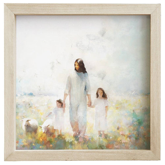 Jesus Children Art - Rustic Frames: 10" x 10" x 1.5"