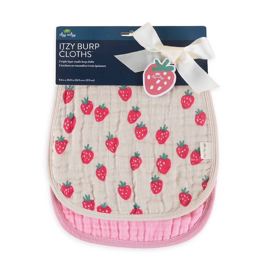 Itzy Burp Cloths™: Strawberries + Cream