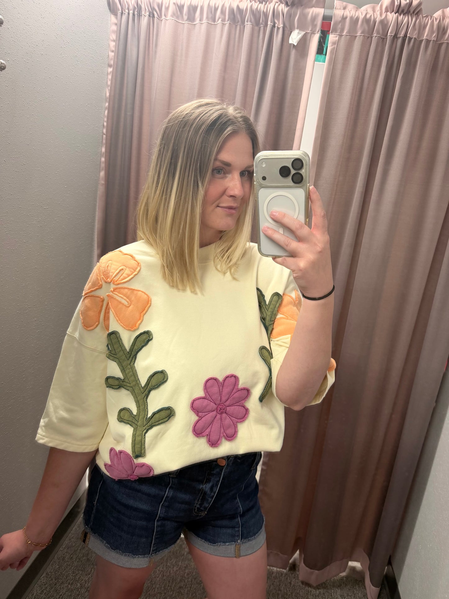 Oversized Bloom Patch Mockneck