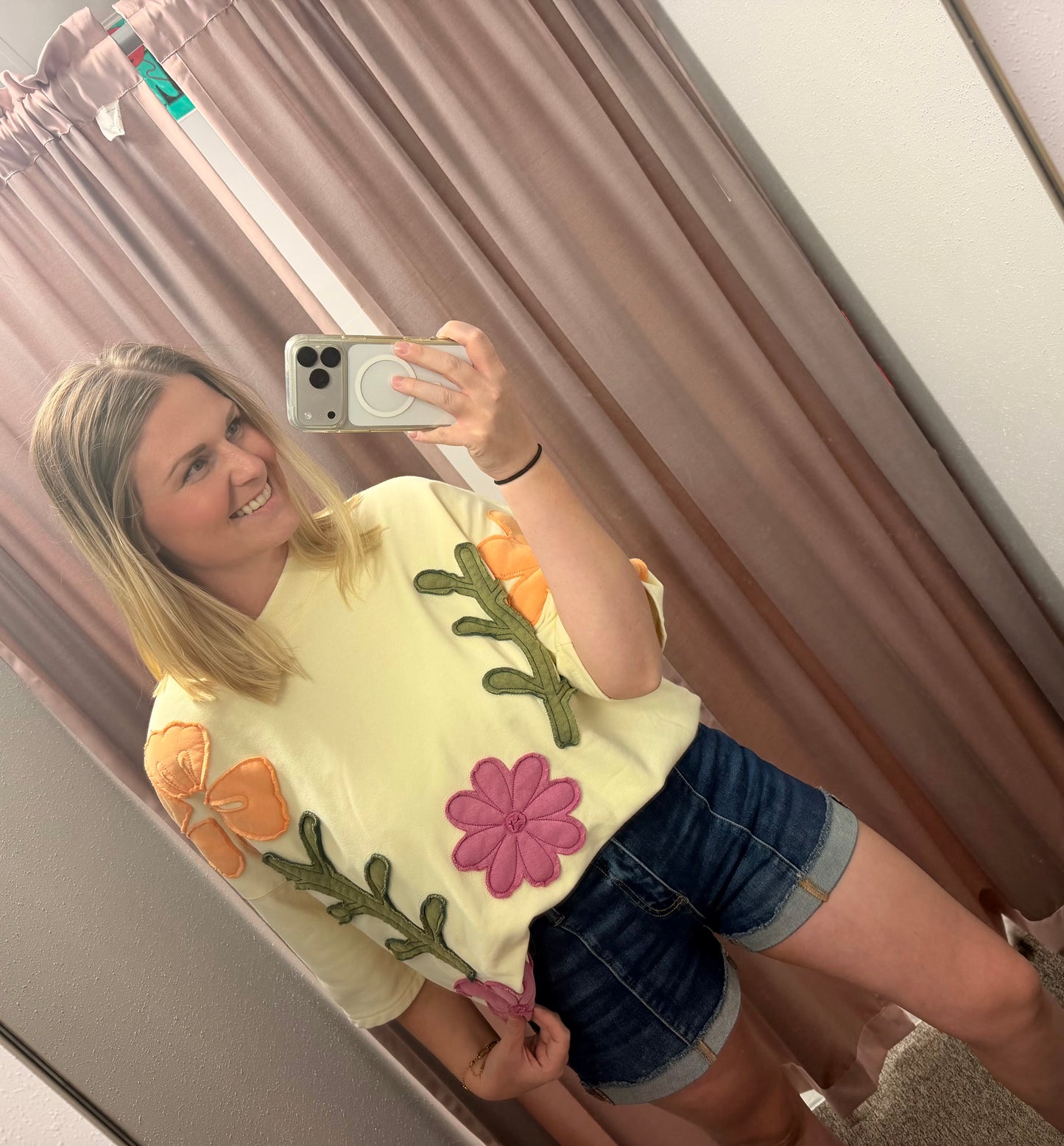 Oversized Bloom Patch Mockneck