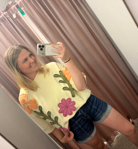 Oversized Bloom Patch Mockneck