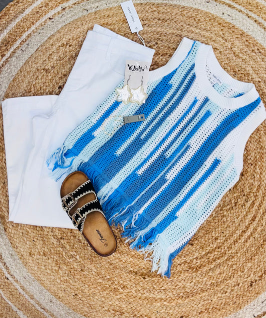 TRIBAL: CREW NK FRINGED HEM CAMI