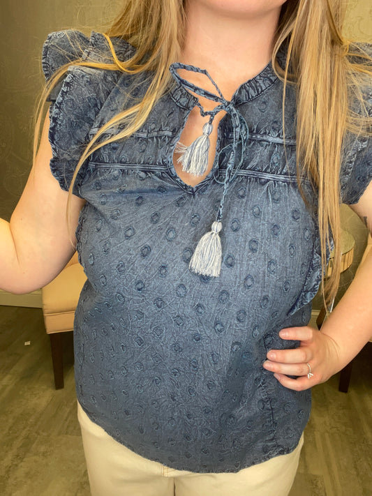 TRIBAL: KNIT VNECK TOP