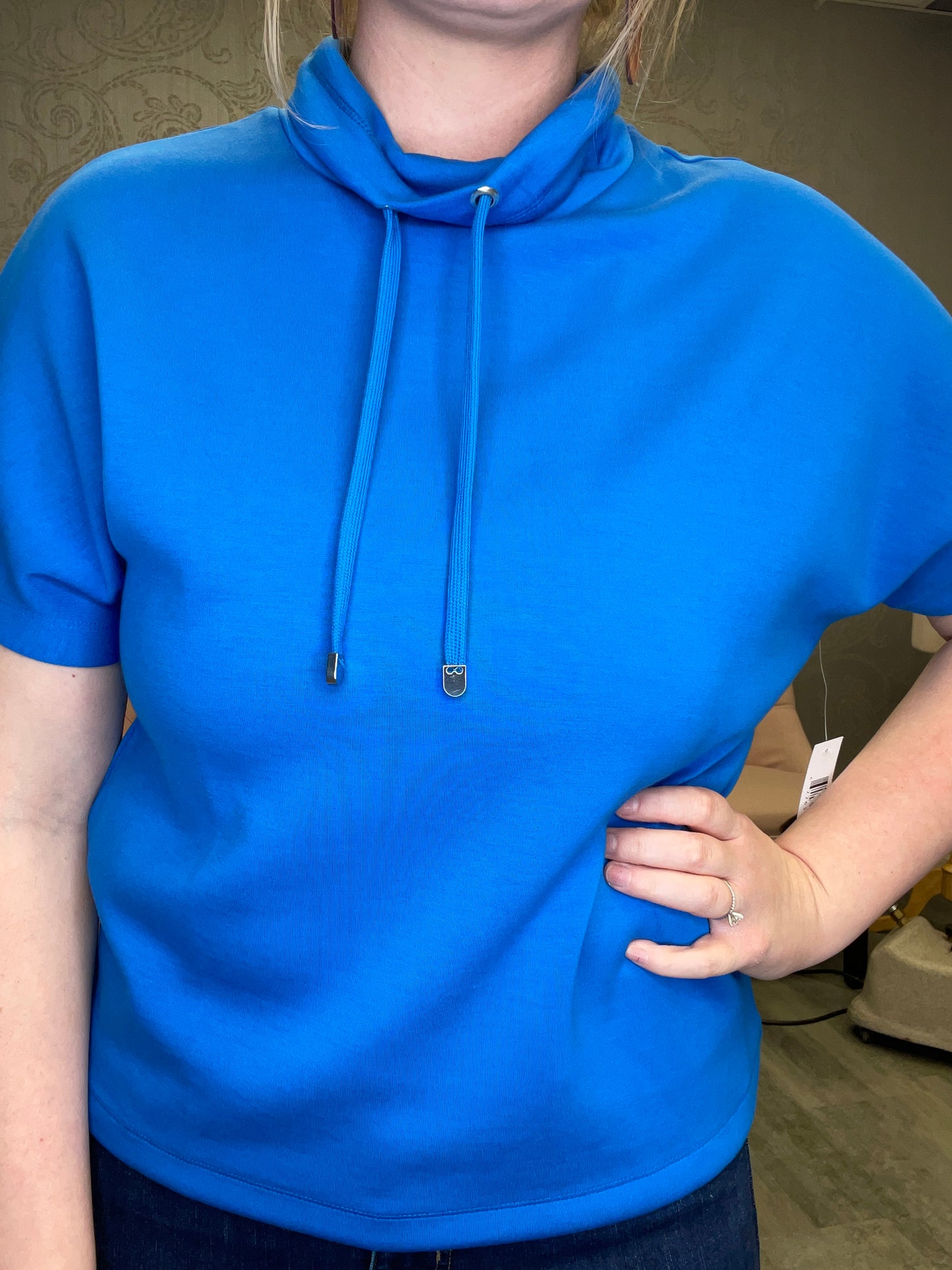 TRIBAL: FUNNEL NECK TOP W DRAWSTRING